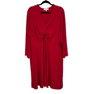 Sabrina Collective Dress Women 4X Plus Red Twist Knot Front V-Neck Maxi Cocktail